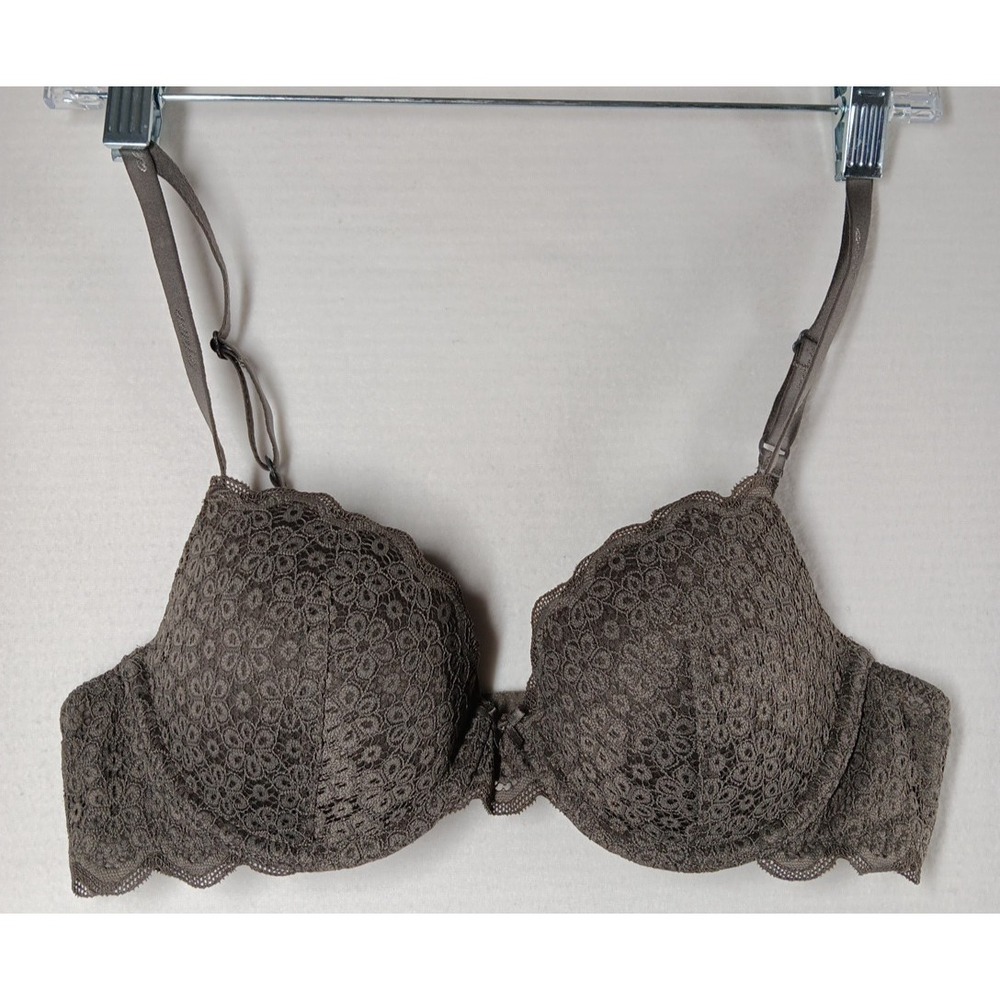 Aerie Real Happy Plunge Underwire Bra Sz 34B Cocoa Brown